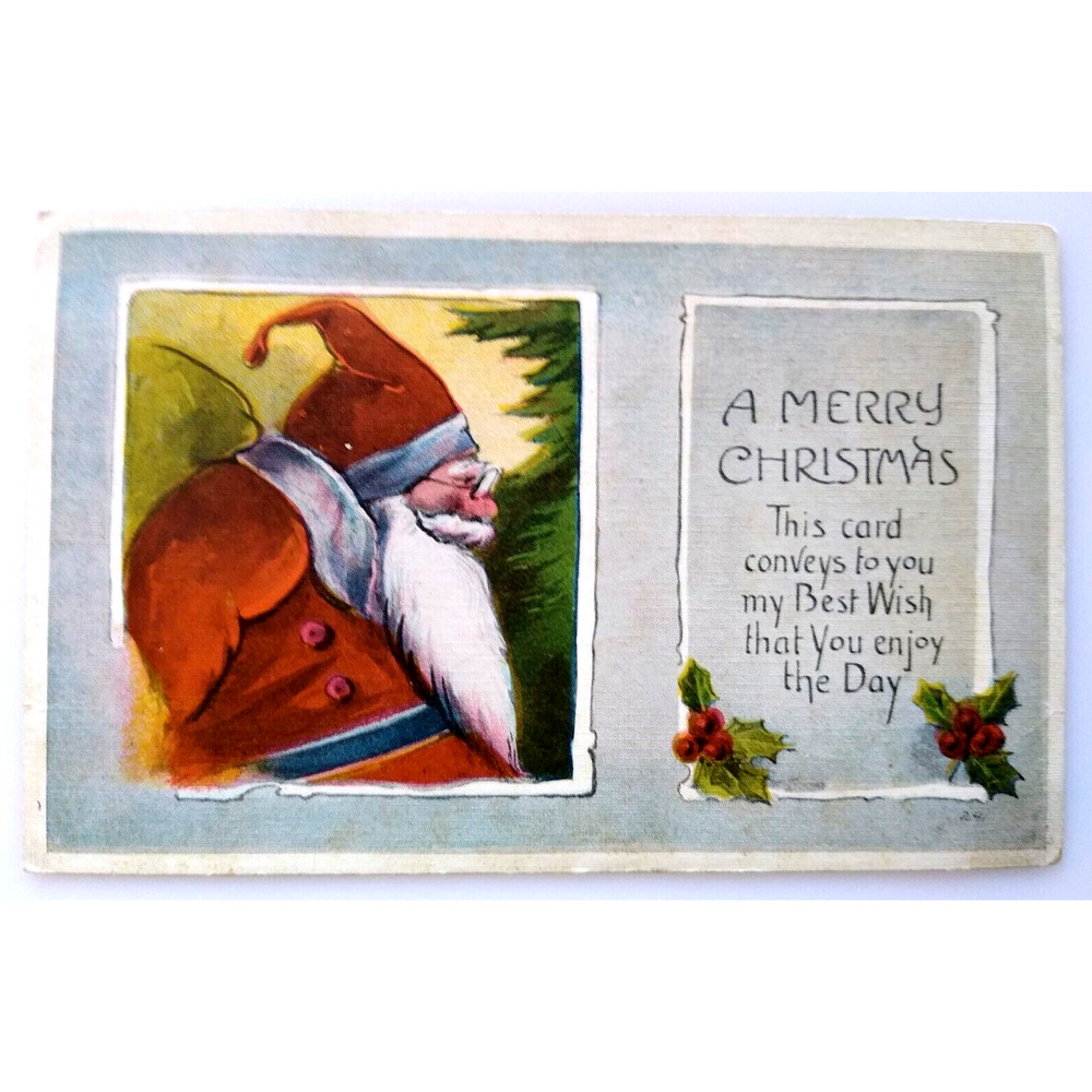 Santa Claus Merry Christmas Postcard Saint Nick With Glasses Series 241 Vintage